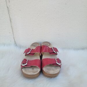 Dansko Sophie Leather Snake Print Red Sandals Clogs Double Strap Wmns 36 / US 6